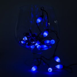 Гирлянда электрическая для улицы 20 LED синее свечение 1 режим чёрный провод 5 м 220 В /Tongde/
