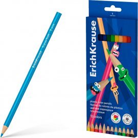 Цветные карандаши пластиковые ErichKrause Color Friends трехгранные, грифель 3 мм,  12 цветов (в коробке с европодвесом 12 шт) 61804