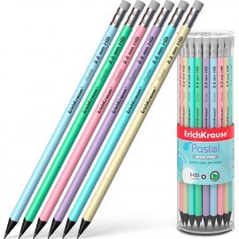 Карандаш ч/г "JOY Pastel" HB круглый, с ластиком 55272 ERICH KRAUSE
