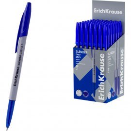 Ручка шариковая ErichKrause Slender® Stick Grey 0.7, Super Glide Technology, цвет чернил синий (в коробке по 50 шт.) 63083