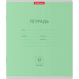 Тетрадь 12 листов линия Классика зеленая 35185 ERICH KRAUSE