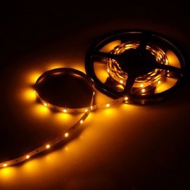 Гирлянда электрическая для помещений 30 LED светодиодная лента жёлтое свечение 1 режим белый провод 5 м Адаптер 220 В /Tongde/