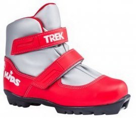 Ботинки лыжные детские TREK Kids1N, цвет красный/лого белый