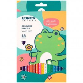 Набор цветных карандашей LOREX KIDS 18 цв. трехгранный корпус  деревянные 250948