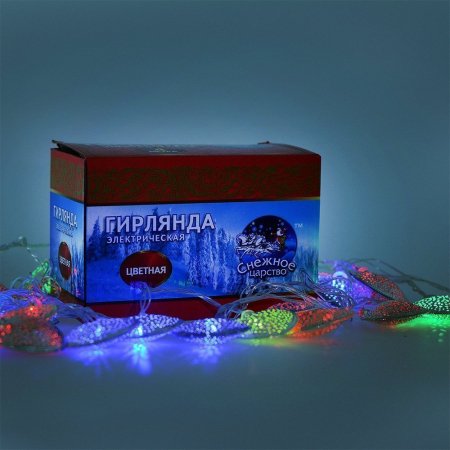 Гирлянда электрическая Сердечки для улицы 28 LED цветное свечение 1 режим прозрачный провод 4 м 220 В /Tongde/