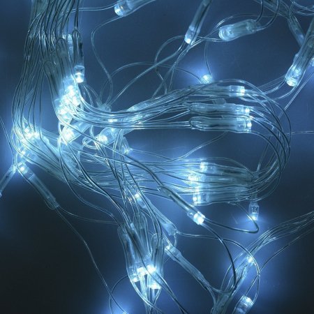 Гирлянда электрическая Занавес для помещения 120 LED белое свечение 8 режимов 12 нитей прозрачный провод 120*100 см 220 В /Tongde/