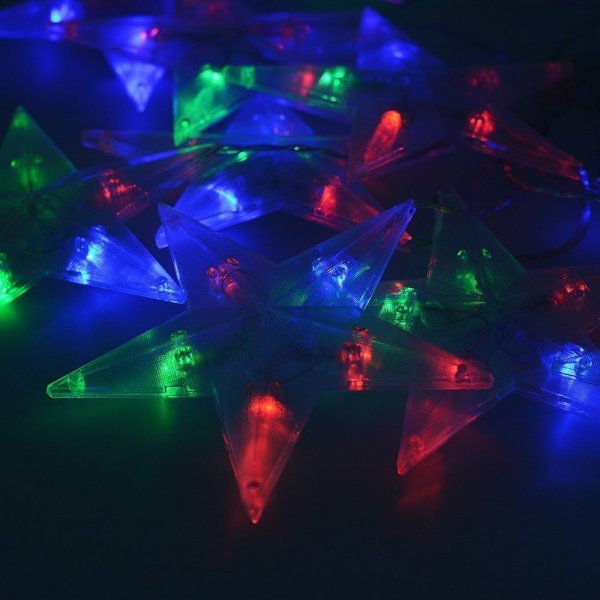 Гирлянда электрическая Занавес Звёзды для помещений 50 LED цветное свечение 1 режим прозрачный провод 3 м 220 В /Снежное царство/