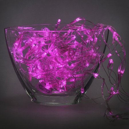 Гирлянда электрическая Сетка для помещения 120 LED розовое свечение 8 режимов прозрачный провод 120*100 см 220 В /Tongde/
